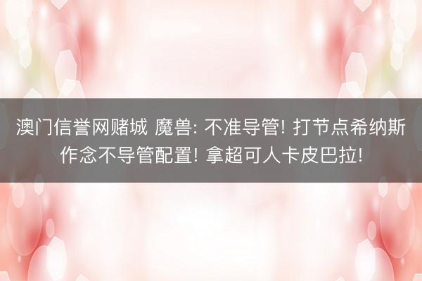 澳门信誉网赌城 魔兽: 不准导管! 打节点希纳斯作念不导管配置! 拿超可人卡皮巴拉!